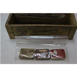 Burns Cheese Box with 3 Containers of Vintage Gramophone Needles