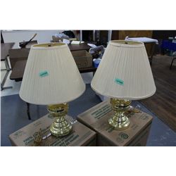 Brass Table Lamps with Shades (2)