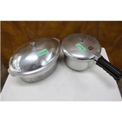 Aluminum Roasting Pan and a Presto Pressure Cooker