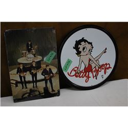 Reproduction Betty Boop Sign (12  round) & a Beatles Sign (9  x 12 )