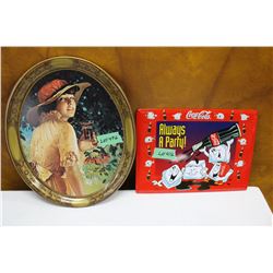 Reproduction Coca Cola Oval Tray and a Coca Cola Sign (8" x 12")