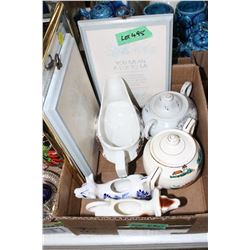 Flat of Miscellaneous Items (Picture Frames, Creamers, etc.)