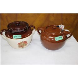 Sunburst Bean Pot (#2) and a McCoy Bean Pot (#2)