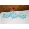 Image 1 : Three Aqua Colored Dishes and a Syrup Dispenser