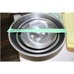 Five Stainless Steel Dishes