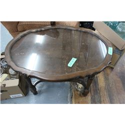 Vintage Oval Table with Removable Glass Top