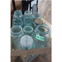 Box with Green Mason Jars