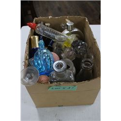 Box with Small Medicine Bottles and Perfume Bottles