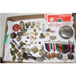 Flat with Edmonton Dog Tags - 1920's & 30's, PPCLI, Badge, War Medals & Various Union Badges