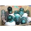 Image 1 : Box with White Porcelain Insulators and Green Glass