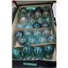 Image 1 : Box with 28 Green & Clear Glass Insulators