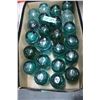 Image 1 : Box with 23 Green Glass Insulators