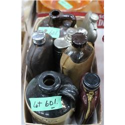 Box with Flasks (5) & 2 Small Jugs