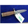 Image 1 : Damascus Dagger - 7" Blade, Stacked Leather Handle, Brass Guard & Bolster, No Sheath