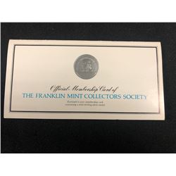 OFFICIAL MEMBERSHIP CARD OF THE FRANKLIN MINT COLLECTORS SOCIETY W/ STERLING SILVER MEDAL 1981