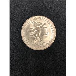 1968 MEXICO SILVER 25 PESOS OLYMPIC COIN-CH BU+  .720 SILVER