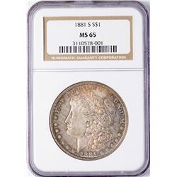 1881-S $1 Morgan Silver Dollar Coin NGC MS65