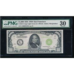 1934 $1000 San Francisco Federal Reserve Note PMG 30