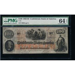 1862-63 $100 Confederate States of America Note PMG 64EPQ