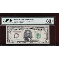 1934B $5 San Francisco Federal Reserve Note PMG 63EPQ