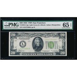 1934 $20 San Francisco Federal Reserve Note PMG 65EPQ