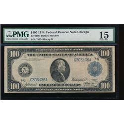 1914 $100 Chicago Federal Reserve Note PMG 15