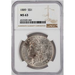 1889 $1 Morgan Silver Dollar Coin NGC MS63