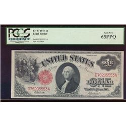 1917 $1 Legal Tender Note PCGS 65PPQ