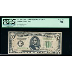 1934 $5 Cleveland Federal Reserve Star Note PCGS 30