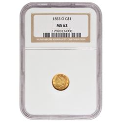 1853-O $1 Liberty Head Gold Coin NGC MS62