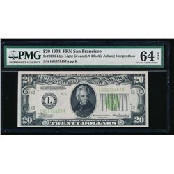 1934 $20 San Francisco Federal Reserve Note PMG 64EPQ