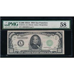 1934A $1000 San Francisco Federal Reserve Note PMG 58