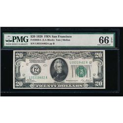 1928 $20 San Francisco Federal Reserve Note PMG 66EPQ