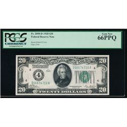 1928 $20 Cleveland Federal Reserve Note PCGS 66PPQ