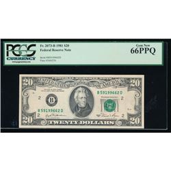 1981 $20 New York Federal Reserve Note PCGS 66PPQ