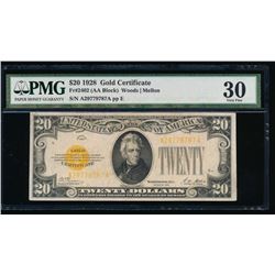 1928 $20 Gold Certificate PMG 30