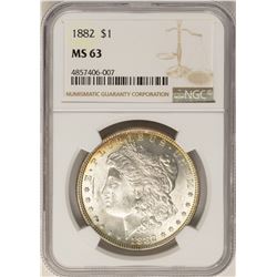 1882 $1 Morgan Silver Dollar Coin NGC MS63