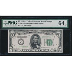 1928A $5 Chicago Federal Reserve Note PMG 64EPQ