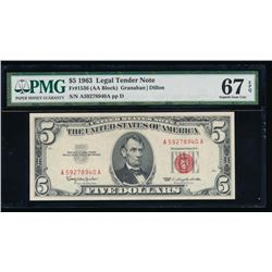 1963 $5 Legal Tender Note PMG 67EPQ