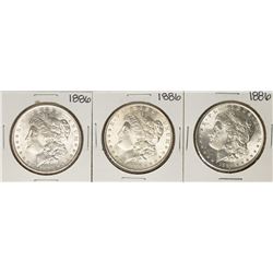 Lot of (3) 1886 $1 Morgan Silver Dollar Coins