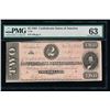 Image 1 : 1864 $2 Confederate States of America Note PMG 63