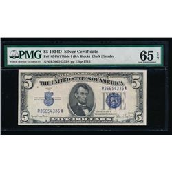 1934D $5 Silver Certificate PMG 65EPQ