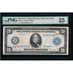 1914 $20 New York Federal Reserve Note PMG 25