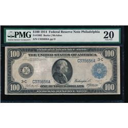 1914 $100 Philadelphia Federal Reserve Note PMG 20