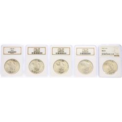 Lot of (5) 1923 $1 Peace Silver Dollar Coins NGC MS65