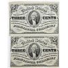 Image 1 : THREE CENT FR1227 VERTICAL LINE PAIR.