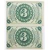 Image 2 : THREE CENT FR1227 VERTICAL LINE PAIR.
