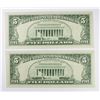 Image 2 : TWO 1974 $5.00 FEDERAL RESERVE STAR NOTES