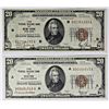Image 1 : TWO 1929 $20.00 FEDERAL RESERVE BANK NOTES