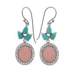 Silver Campo Turquoise & Guava Quartz Drop Earring